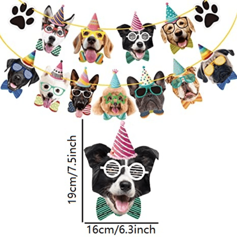 2pcs Dog Faces Claws Party Banner Set Dogs Birthday Party Supplies