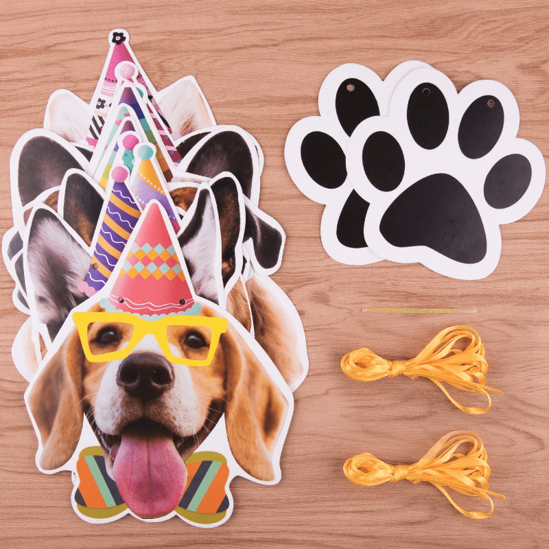 2pcs Dog Faces Claws Party Banner Set Dogs Birthday Party Supplies