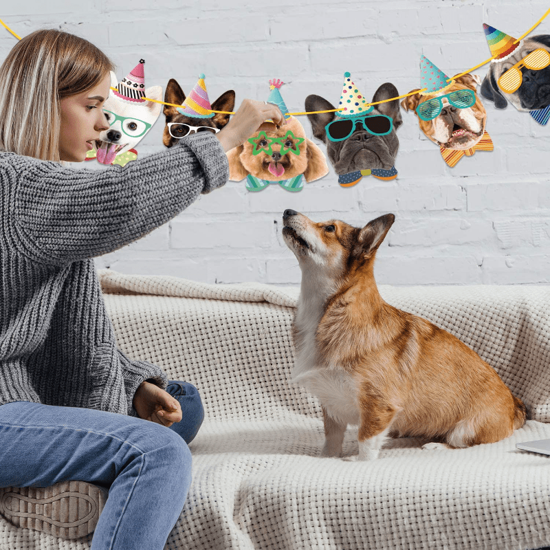 2pcs Dog Faces Claws Party Banner Set Dogs Birthday Party Supplies