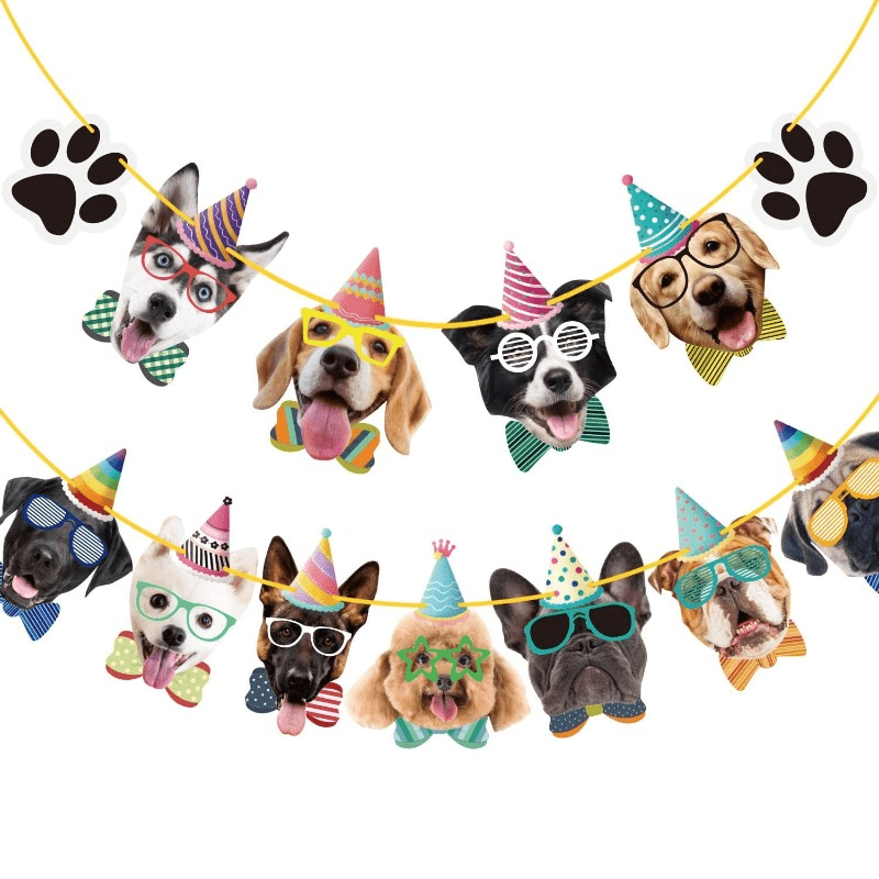2pcs Dog Faces Claws Party Banner Set Dogs Birthday Party Supplies