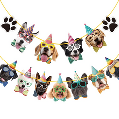 2pcs Dog Faces Claws Party Banner Set Dogs Birthday Party Supplies