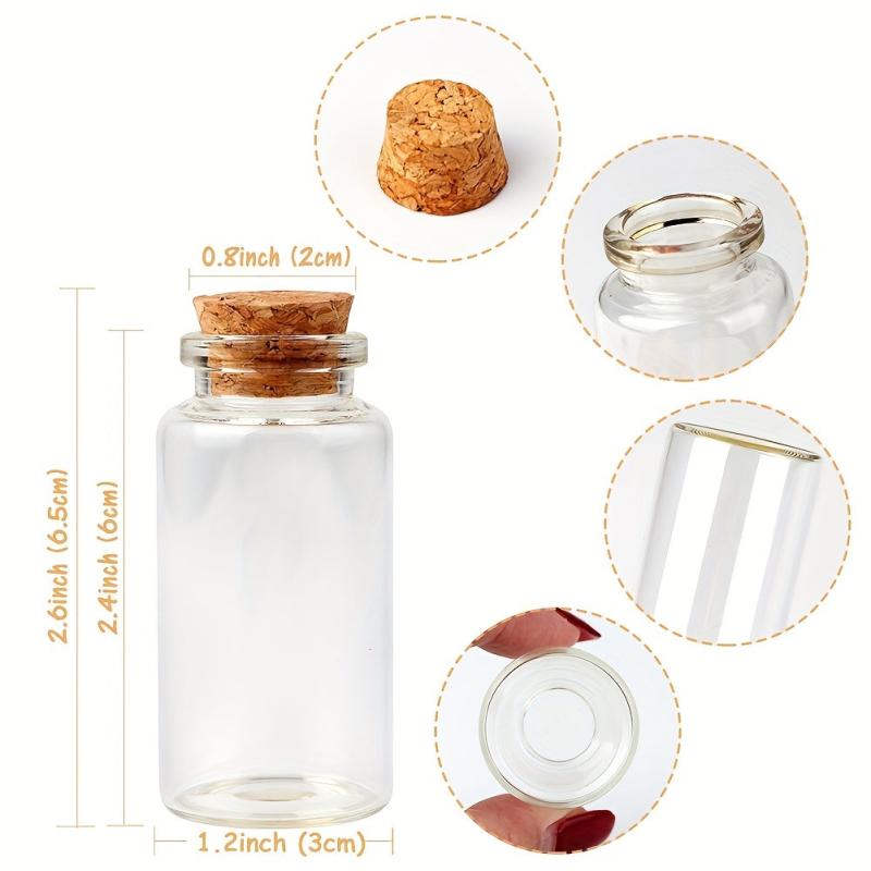 48pcs Glass Candy Bottles with Cork for Events Labels & String