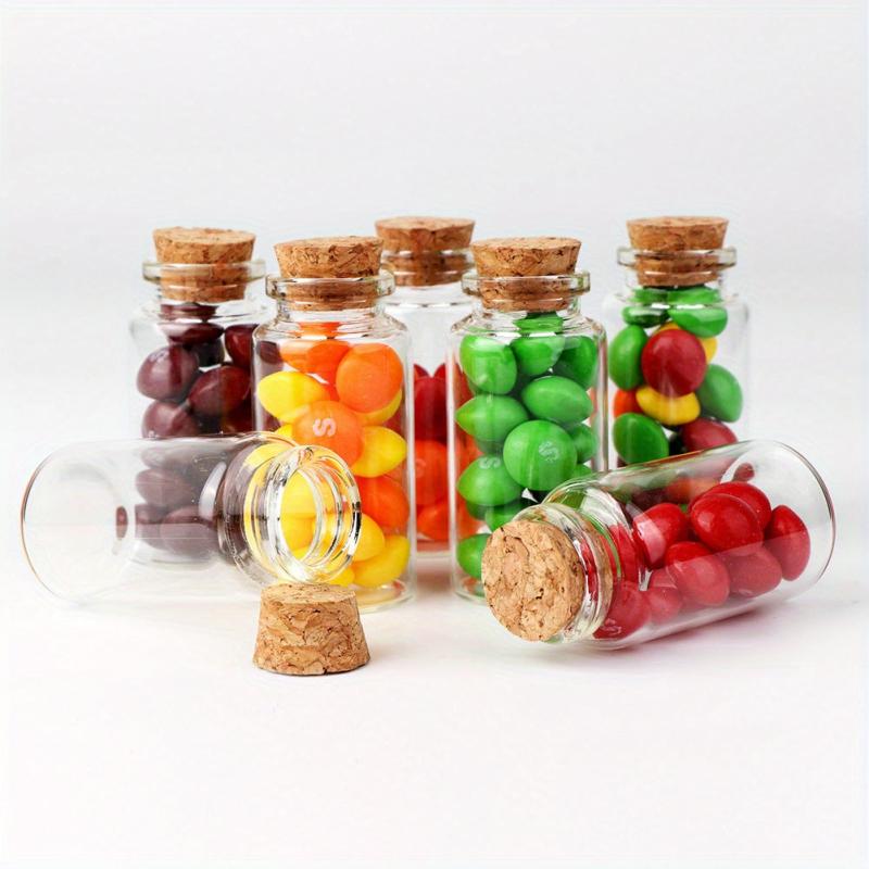 48pcs Glass Candy Bottles with Cork for Events Labels & String