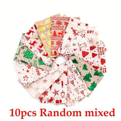 10pcs Christmas Drawstring Gift Storage Cotton Bag 10x14cm