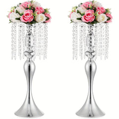 2pcs Golden Slivery Vases For Centerpieces 54 Crystal Flower Arrangement Stand
