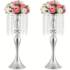 2pcs Golden Slivery Vases For Centerpieces 54 Crystal Flower Arrangement Stand