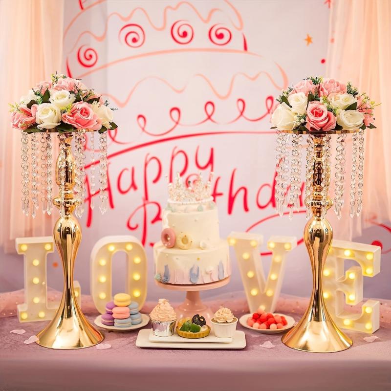 2pcs Golden Slivery Vases For Centerpieces 54 Crystal Flower Arrangement Stand