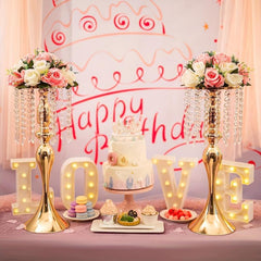 2pcs Golden Slivery Vases For Centerpieces 54 Crystal Flower Arrangement Stand