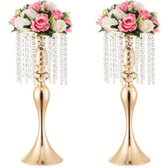 2pcs Golden Slivery Vases For Centerpieces 54 Crystal Flower Arrangement Stand
