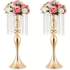 2pcs Golden Slivery Vases For Centerpieces 54 Crystal Flower Arrangement Stand