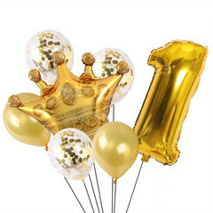 7pcs Crown Balloon Set Scene Decoration Happy Birthday Party Supplies