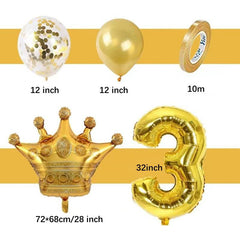 7pcs Crown Balloon Set Scene Decoration Happy Birthday Party Supplies