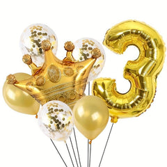 7pcs Crown Balloon Set Scene Decoration Happy Birthday Party Supplies