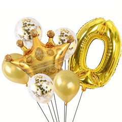 7pcs Crown Balloon Set Scene Decoration Happy Birthday Party Supplies