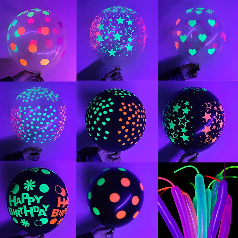 50pcs UV Neon Balloons Blacklight Party Balloons 30 48 Cm Fluorescent Polka Dots