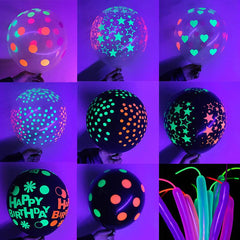 50pcs UV Neon Balloons Blacklight Party Balloons 30 48 Cm Fluorescent Polka Dots