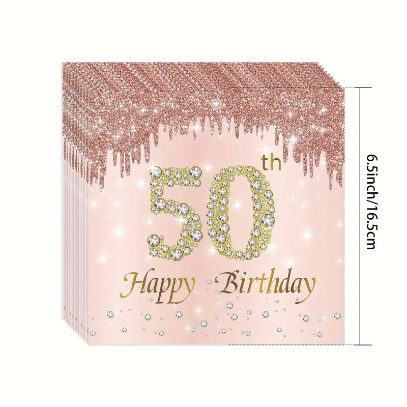 50th Birthday Party Supplies Set - Tablecloth, Plates, Cups - 24pcs