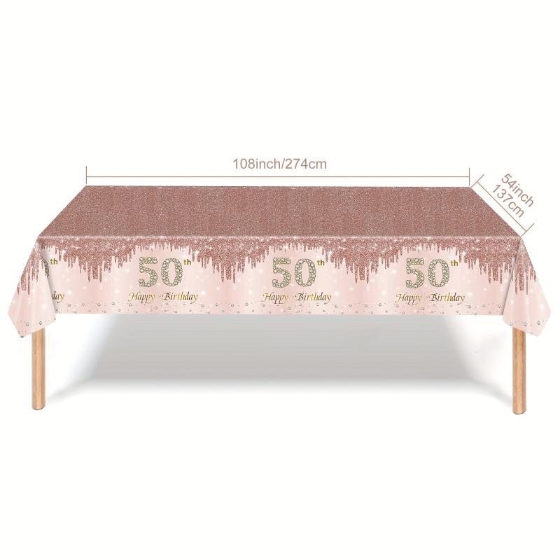 50th Birthday Party Supplies Set - Tablecloth, Plates, Cups - 24pcs