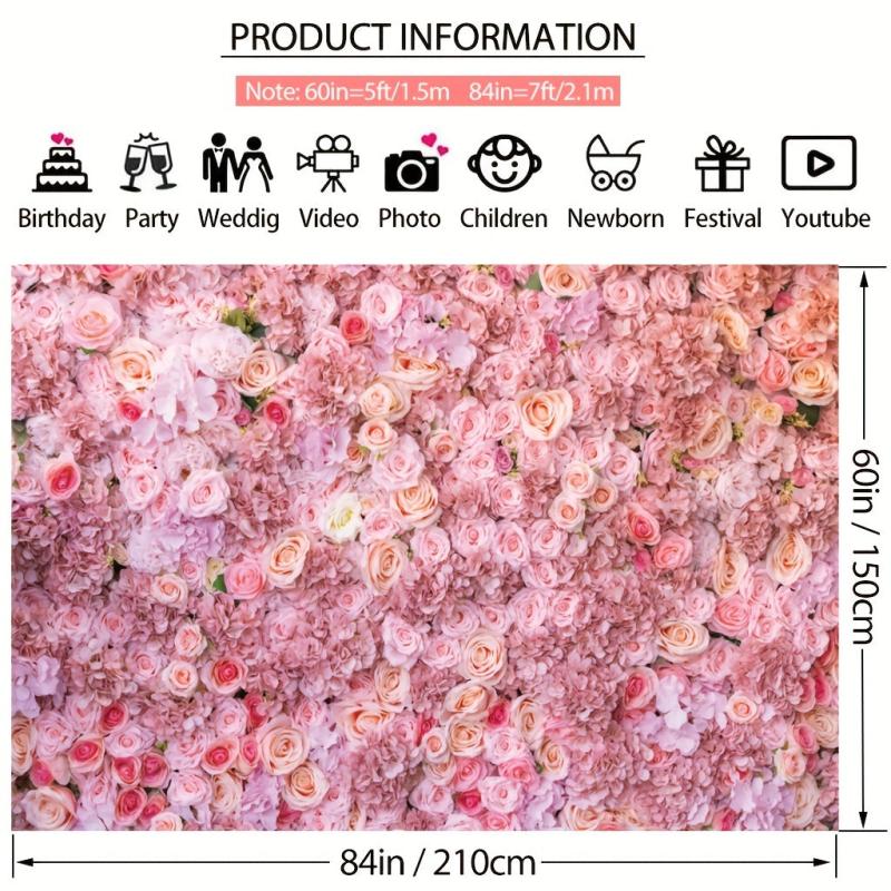 7x5ft Pink Rose Photo Backdrop for Events