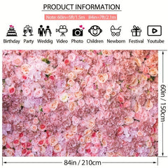 7x5ft Pink Rose Photo Backdrop for Events