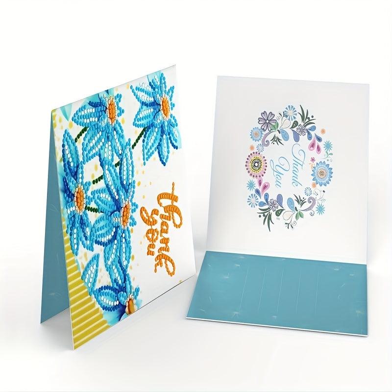 12pcs DIY Diamond Painted Greeting Card Birthday Flower Bird Thanksgiving