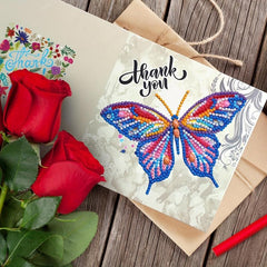 12pcs DIY Diamond Painted Greeting Card Birthday Flower Bird Thanksgiving