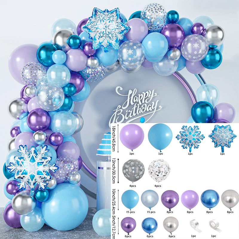94pcs Balloon Party Set Snow Aluminum Film Light Birthday Decoration