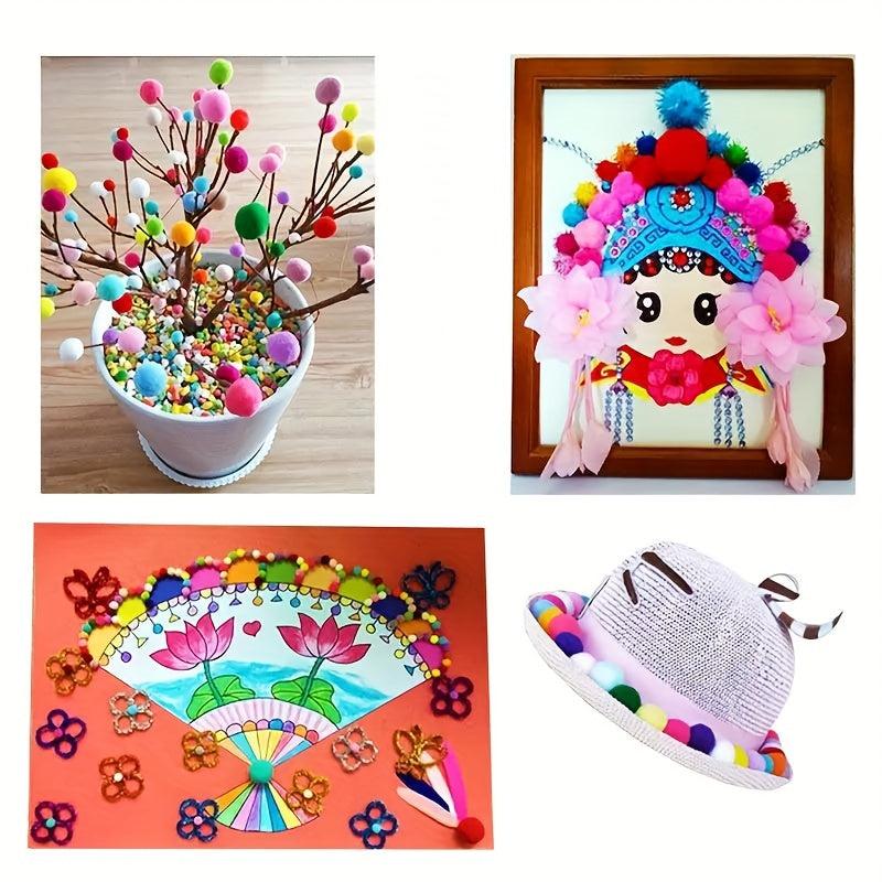 200pcs Mixed Small Fur Ball Pompons DIY Sewing Hobby Party Gift