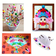 200pcs Mixed Small Fur Ball Pompons DIY Sewing Hobby Party Gift