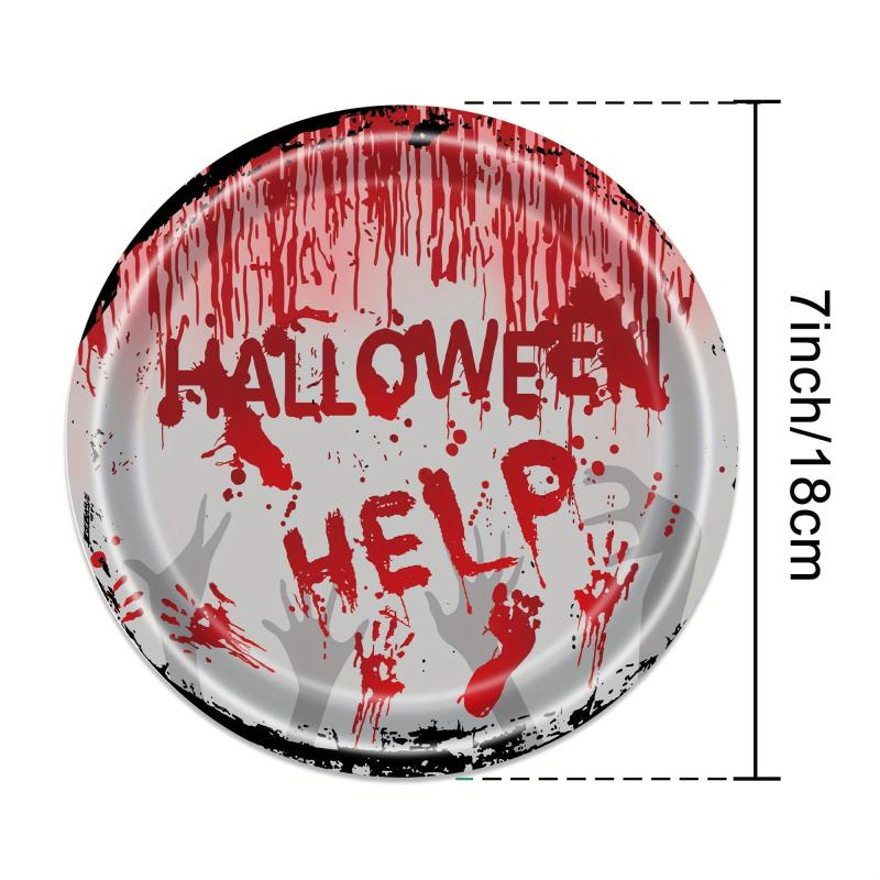 Halloween Party Supplies Set Bloodstained Tablecloth Paper Plate Napkin Cup