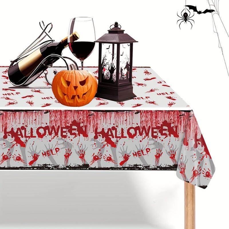 Halloween Party Supplies Set Bloodstained Tablecloth Paper Plate Napkin Cup