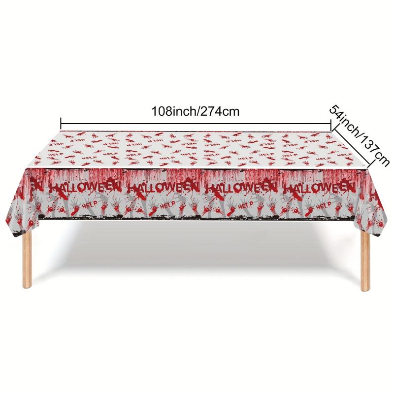 Halloween Party Supplies Set Bloodstained Tablecloth Paper Plate Napkin Cup