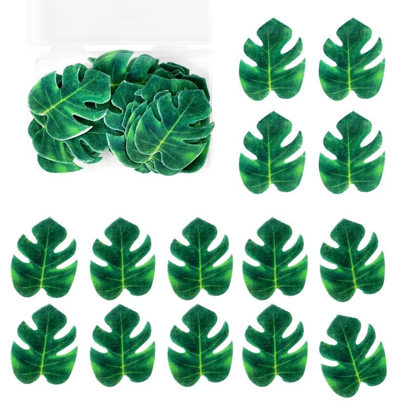 48pcs Edible Monstera Leaf Palm Leaves Cake Topper