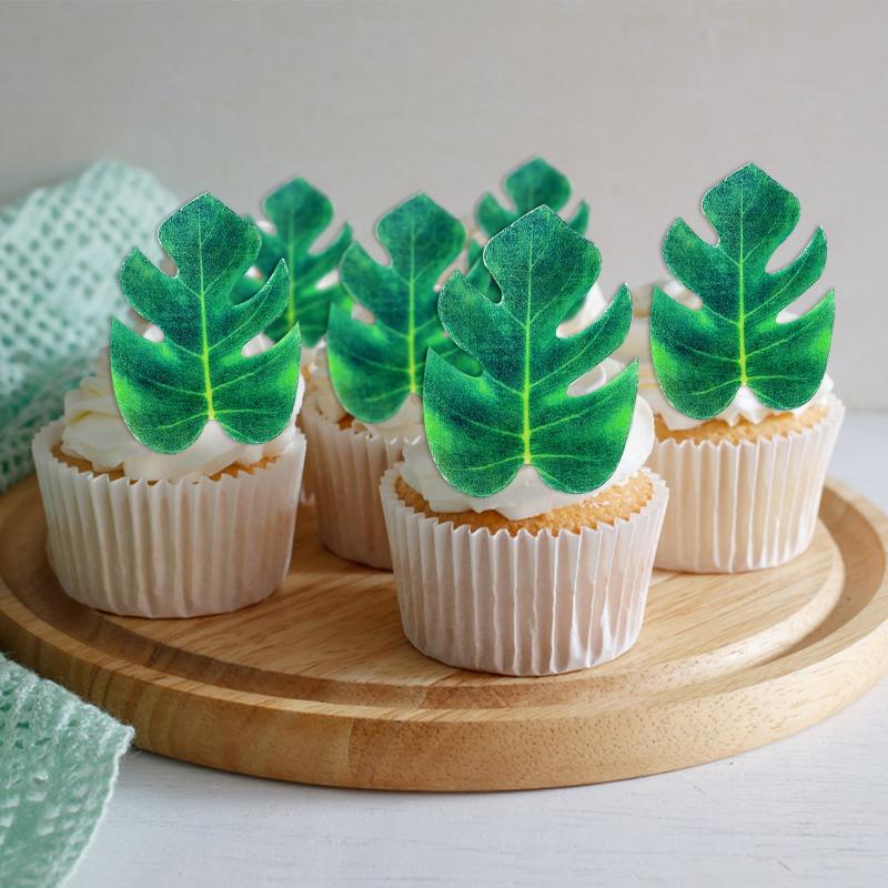 48pcs Edible Monstera Leaf Palm Leaves Cake Topper