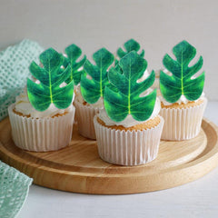 48pcs Edible Monstera Leaf Palm Leaves Cake Topper