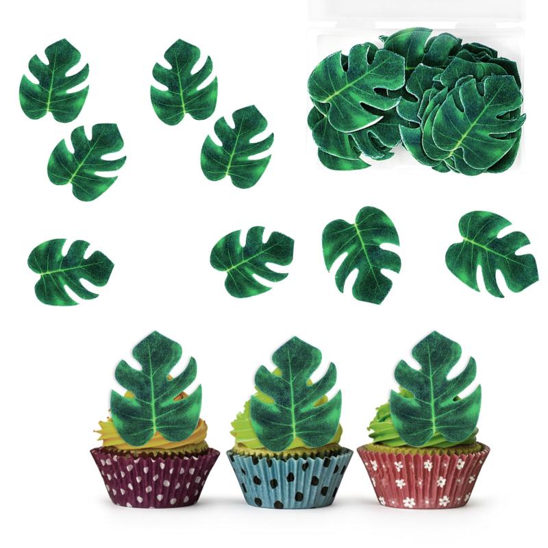 48pcs Edible Monstera Leaf Palm Leaves Cake Topper
