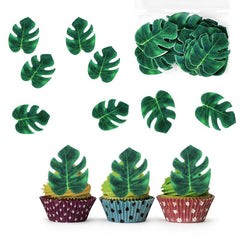 48pcs Edible Monstera Leaf Palm Leaves Cake Topper