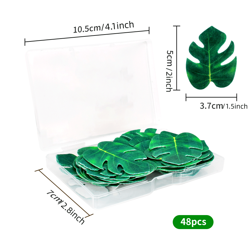 48pcs Edible Monstera Leaf Palm Leaves Cake Topper