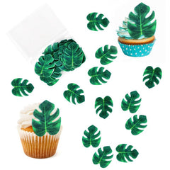 48pcs Edible Monstera Leaf Palm Leaves Cake Topper