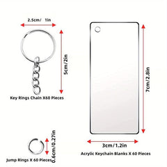 120pcs Acrylic Keychain Kit for DIY Crafts and Parties