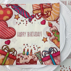 20pcs Cartoon Happy Birthday Party Napkins Paper Towels 33x33cm