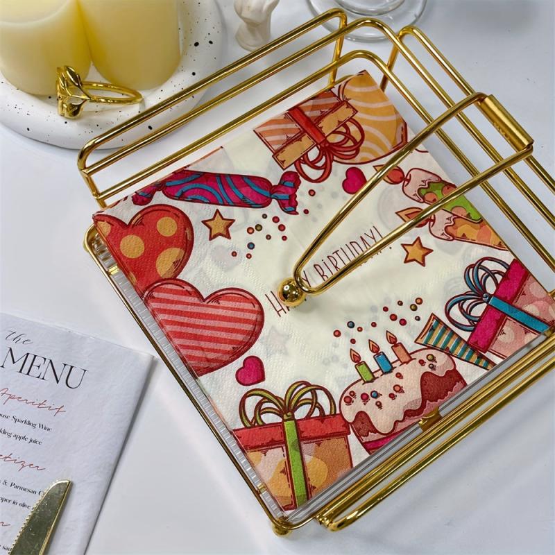 20pcs Cartoon Happy Birthday Party Napkins Paper Towels 33x33cm