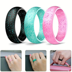 Women's Silicone Ring Set - Low Allergy and Flexible - Perfect for Sports