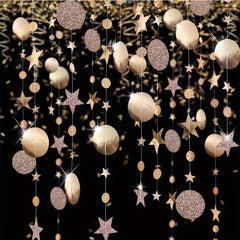 Glitter Star Circle Paper Garland Party Decor Hanging Dot Banner