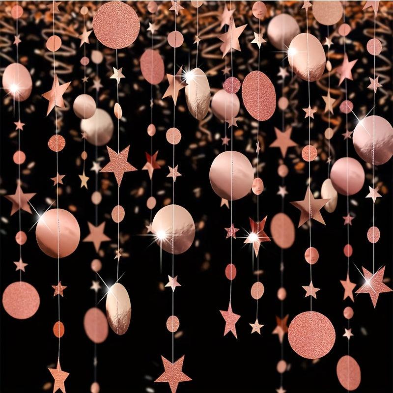 Glitter Star Circle Paper Garland Party Decor Hanging Dot Banner