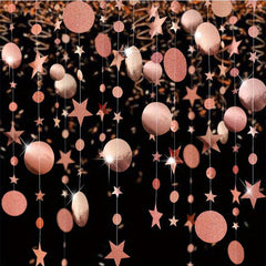 Glitter Star Circle Paper Garland Party Decor Hanging Dot Banner