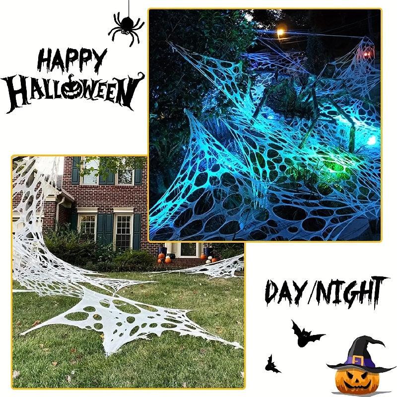 Giant Spider Web Halloween Decorations 350sqft Stretchy Spider Web