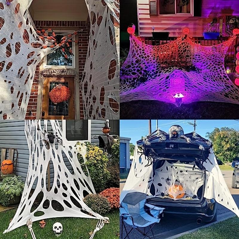Giant Spider Web Halloween Decorations 350sqft Stretchy Spider Web