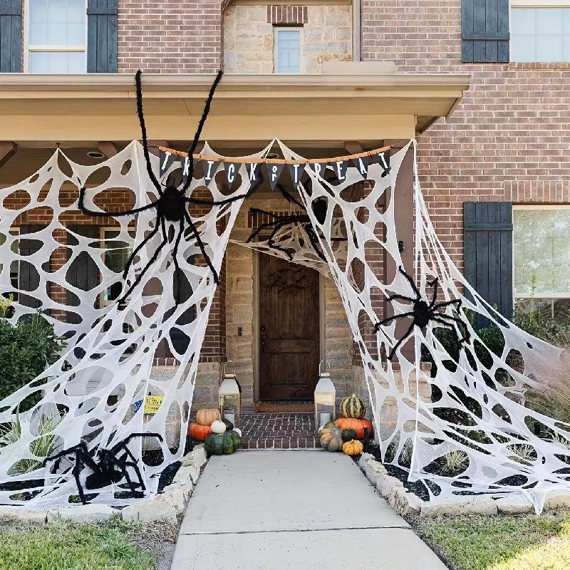 Giant Spider Web Halloween Decorations 350sqft Stretchy Spider Web