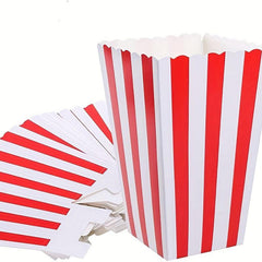 6pcs Red Striped Popcorn Boxes Mini Paper Containers for Movie Nights